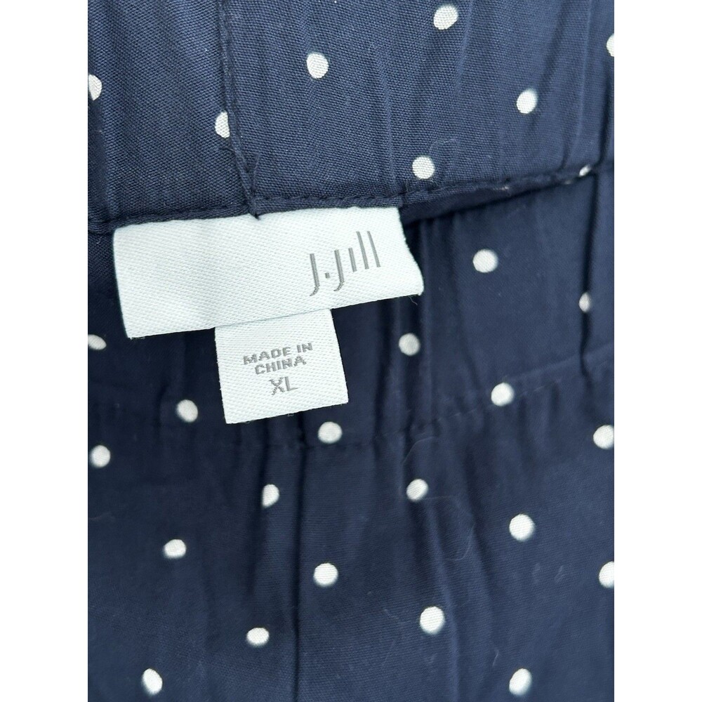 J.Jill Pants Size XL Navy Blue White Polka Dots Elastic Waist Wide Leg Nautical - Picture 5 of 8